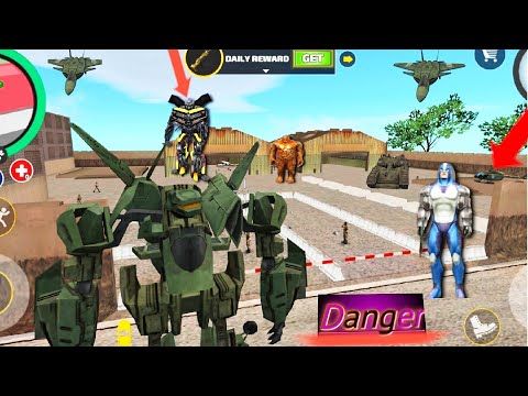 Rope Hero Vice Town (transfarmar jet airplane robot fight)in military base transfarmar fighter jet