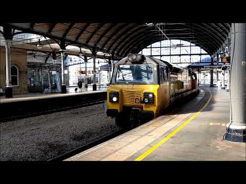 A Colas Rail Freight Class 70 at Newcastle Station on Monday 31st May 2021