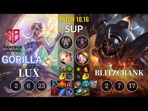 SB GorillA Lux vs Blitzcrank Sup - KR Patch 10.16
