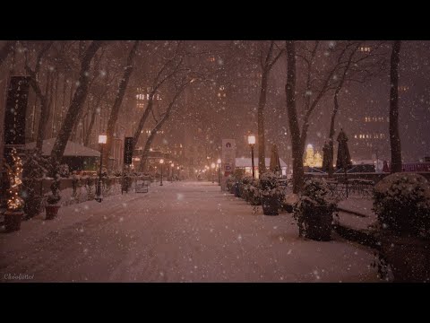Snowy, Quiet Night Street | Sounds of Falling Snow