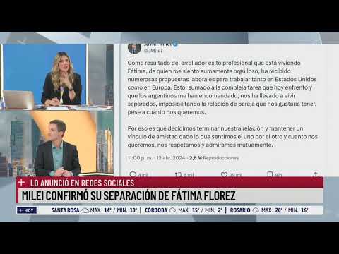 Milei confirmó su separación de Fátima Florez a traves de sus redes sociales