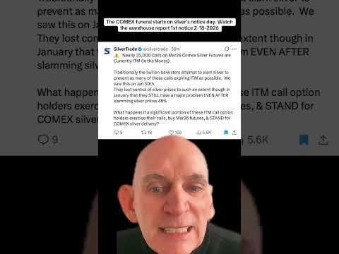 The COMEX funeral starts on silver's notice day. Watch the warehouse report 1st notice 2-18-2026