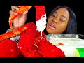 FRIED FLAMING HOT CHEETOS KING CRAB SEAFOOD BOIL MUKBANG CHEESY ALFREDO SAUCE LOBSTER EATING