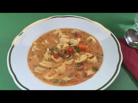 Wie in Italien: Leckere Tortellinisuppe mit Hackfleisch und Gemüse. #464