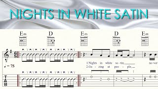 NIGHTS IN WHITE SATIN | THE MOODY BLUES | Complete | Acoustic Guitar Lesson | Sheet Music &amp; TAB