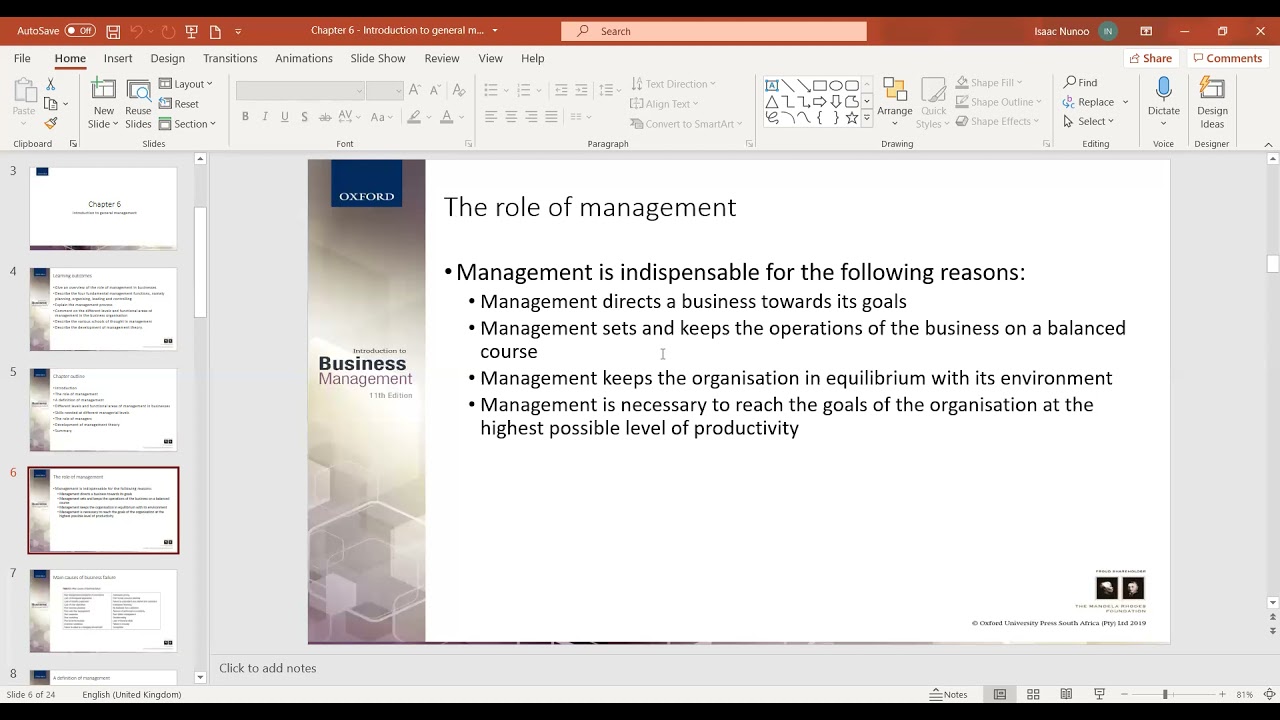 Chapter 6 Introduction to General Management