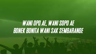 Download lagu [ Persebaya Anthem 2018 ]  lirik Bonek Wani Sak Sembarange - Chant Bonek Green Nord Baru mp3