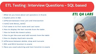 ETL Testing : SQL queries based Interview questions and answers - 1 