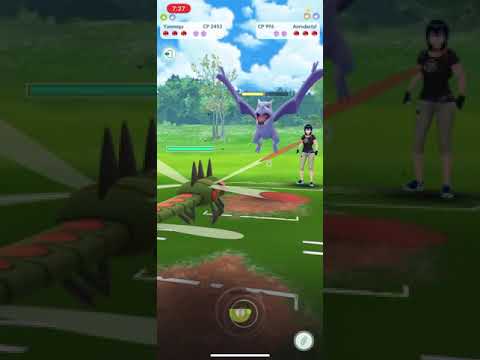 Pokémon go premier cup battle Did I just lag out ??? Yanmega takes on three Pokémon by itself