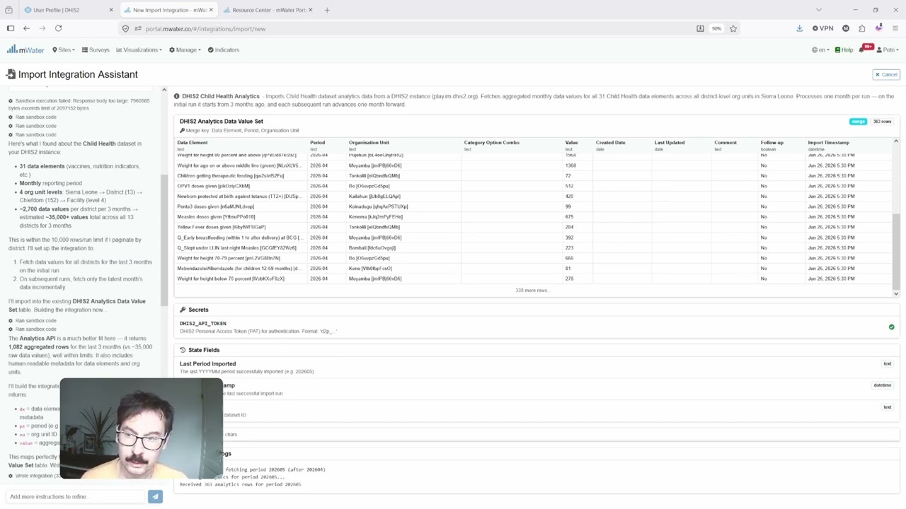 Importing DHIS2 data into mWater