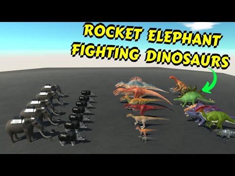 Rocket Ellie + Steelnoceros Vs T-REX and all Dinosaurs in Animal Revolt Battle Simulator [Gameplay]
