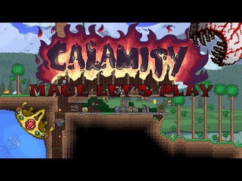 Terraria Calamity Mod mage class let's play! Killing King Slime & Eye Of Cthulhu