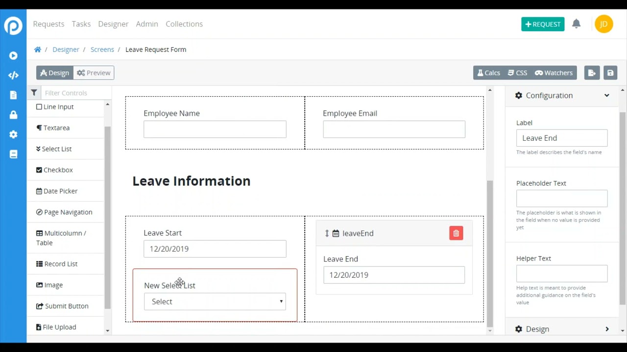 Creating a Leave Request Form