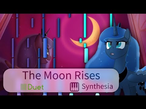 The Moon Rises Extended - Ponyphonic - |ANIMATED DUET PIANO COVER w/LYRICS| -- Synthesia HD
