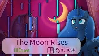 The Moon Rises Extended - Ponyphonic - |ANIMATED DUET PIANO COVER w/LYRICS| -- Synthesia HD