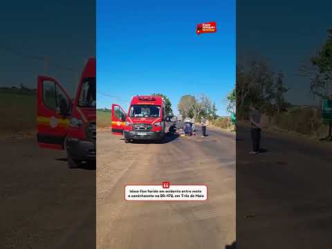 Idoso fica ferido em acidente entre moto e caminhonete na BR-472, em Três de Maio