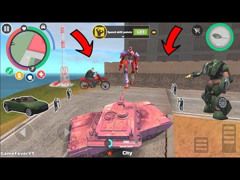 Rope Hero: Vice Town (Pink Tank Destroy Public Vehicle) Tank Climber on Road - Android Gameplay HD