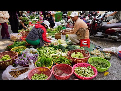 Both Century Plaza Food Market in Morning - Activities of Khmer People Buying Some Food For Daily