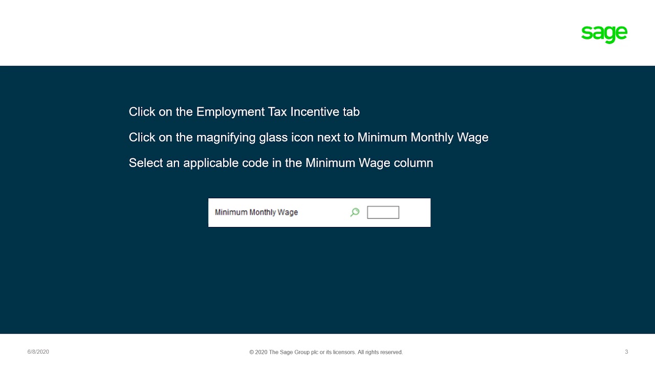Sage Classic  Premier  How to link an employee to the ETI Minimum Wage Code