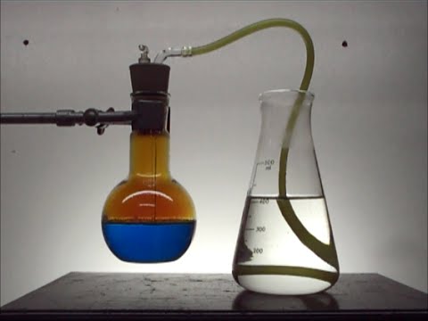Chemistry experiment 29 - Copper + nitric acid fountain