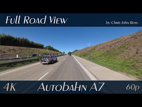 Autobahn (A7), Germany: Nörten-Hardenberg - Northeim - Echte - Seesen - Rhüden - Bockenem - 4K  UHD