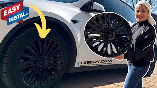 Tesery Tesla Model Y Gloss Wheel Covers: Easy Install, Sporty Upgrade