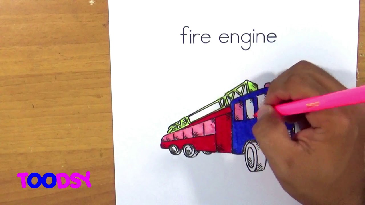 How to Color F Is For Transporting Firefighter With Fire Engine Coloring Pages