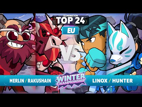 Merlin & Rakushain vs. Linox & Hunter - Elimination Top 24 - Brawlhalla Winter Championship 2023