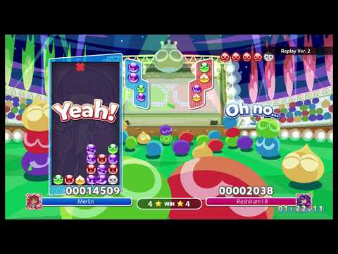 Puyo Puyo Champions Free Play: Merlin (Maguro) vs Reshiram18 (Ringo)