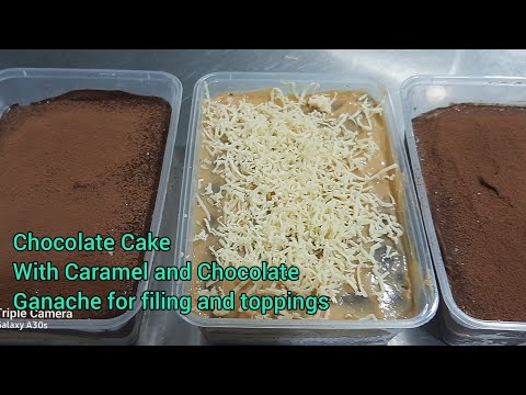 Chocolate Cake with Caramel Sauce and Chocolate Ganache filling and Toppings