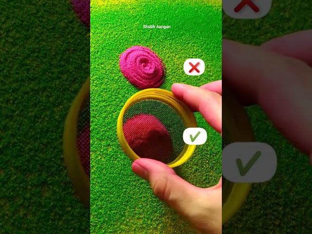 correct ️ way to make Rose flower rangoli | | easy rangoli design