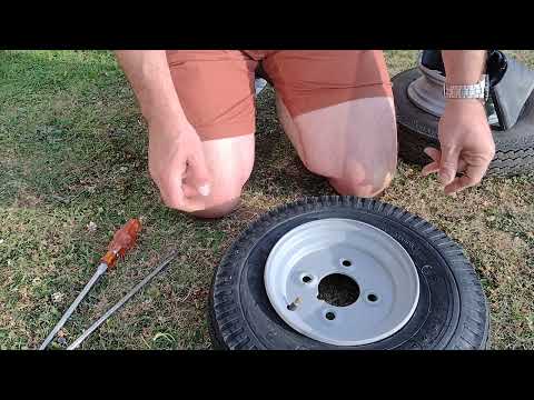 How to fit a Inner Tube and 4.80/4.00 8 Tyre / Tire into a Trailer wheel / rim by hand - full video