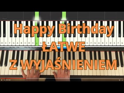 "Happy birthday" - jak grać na pianinie, łatwy tutorial na pianino, nauka nut C i F, Synthesia, NUTY