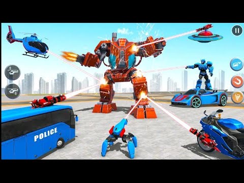 police bus Robot car game - multi Robot car game 3d