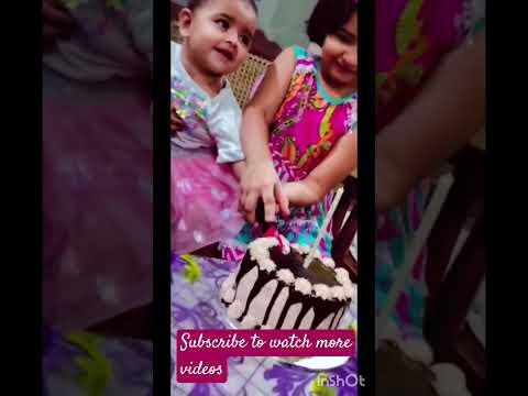 Cute little girls are cutting birthday cake🎂