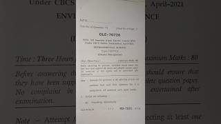 Disaster Management Environmental Science 3rd Semester Question Paper MDU Rohtak April 2021