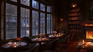 Cozy Rainy Fall Coffee Shop | Vintage Autumn Cafe & Smooth Jazz Piano For Relaxing
