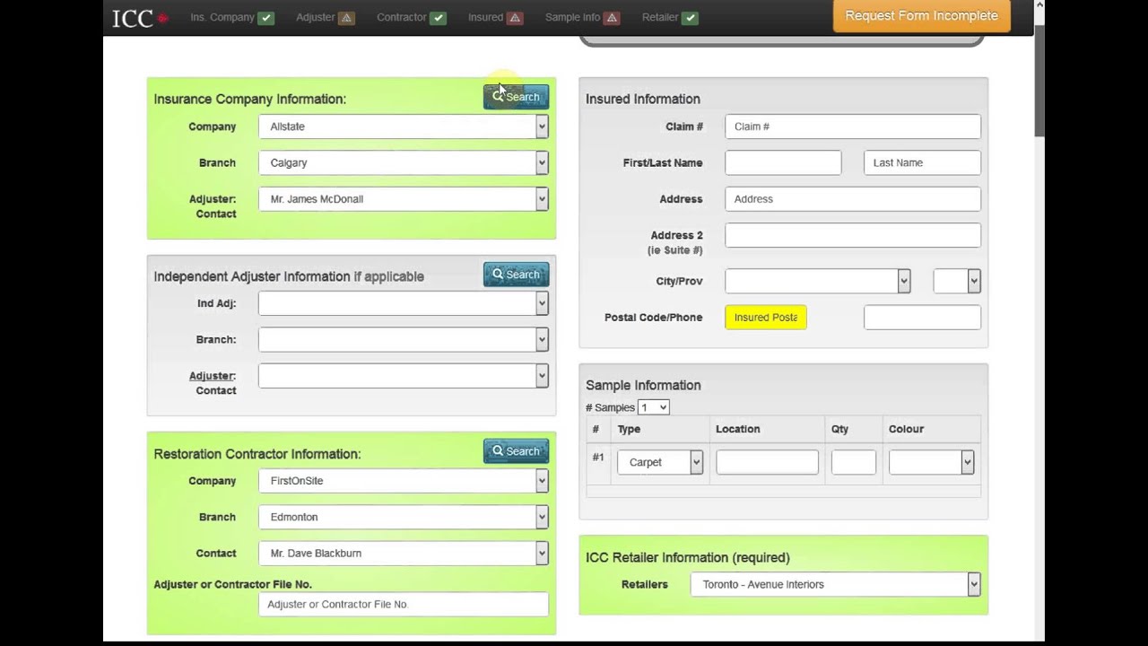 ICC Request Form Demo