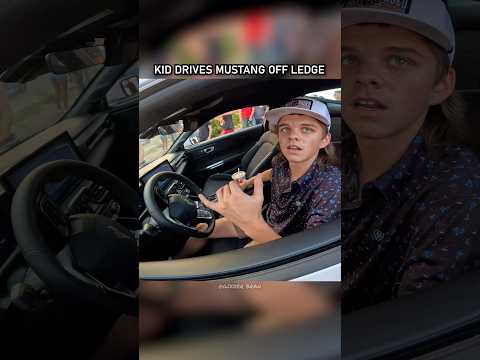 Kid drives mustang off a ledge
