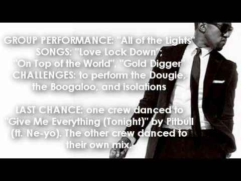 ABDC6 Week 8 Kanye West Songlist