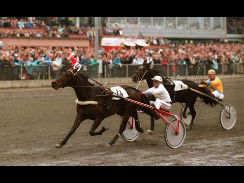Grades Singing & Ulf Thoresen vinner Olympiatravet (300 000 kr) på Åby 1987. Segertid 1.15,4a/2140 m