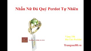 Nhẫn nữ đá peridot tự nhiên xanh lá may mắn vàng 10k