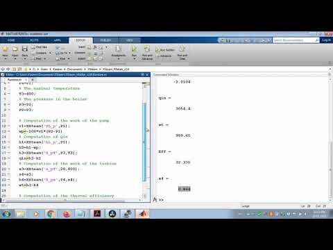 MECH351: Coding a simple Rankine cycle with Matlab and XSteam function