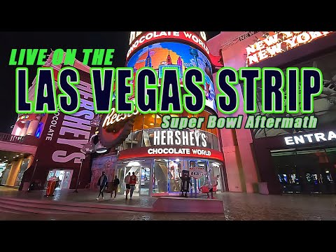 🏈🏟Las Vegas Live Superbowl Sunday Aftermath Stroll! #walking #lasvegasstrip #superbowl #aftermath