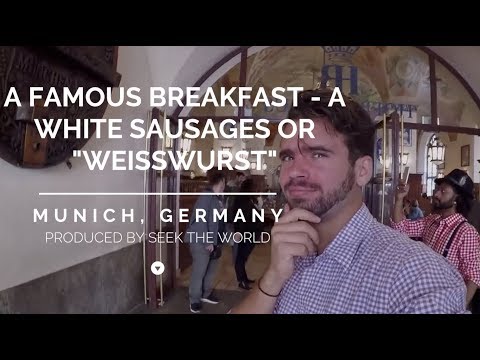 A FAMOUS BREAKFAST - A WHITE SAUSAGES OR "WEISSWURST" IN MUNICH, GERMANY.