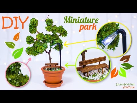 DIY Miniature Park In A Flower Pot – How To Make Miniature Tree, Street Light, Bench