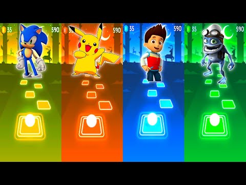 Sonic VS Pikachu VS Paw Patrol VS Crazy Frog - Tiles Hop EDM Rush