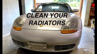 Porsche 911 996 and Boxster 986 How to remove the bumper cover and clean the radiators DIY.