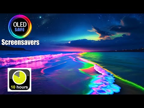 Neon Beach Screensaver - 10 Hours - 4K - OLED Safe