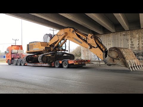 Transporting The Liebherr 974 Excavator By Side - Sotiriadis Labrianidis Mining